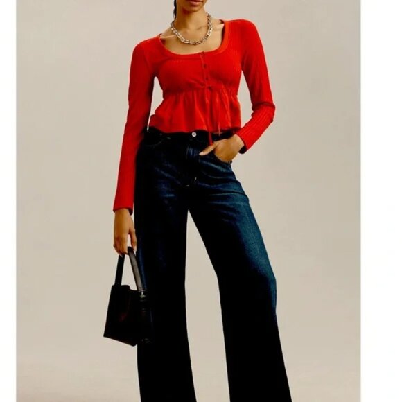 Anthropologie Pilcro Red Babydoll Top S - Picture 4 of 16